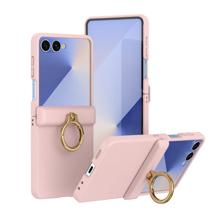 For Galaxy Z Flip8 5G Skin Feel PC Hinge Ring Holder Phone Case - Pink - EDA009928801F