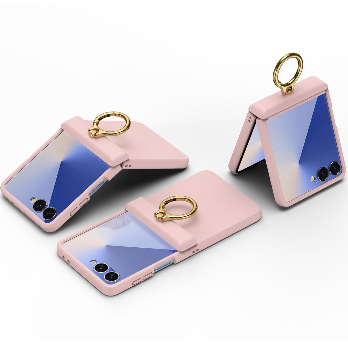 For Galaxy Z Flip8 5G Skin Feel PC Hinge Ring Holder Phone Case - Pink - EDA009928801F