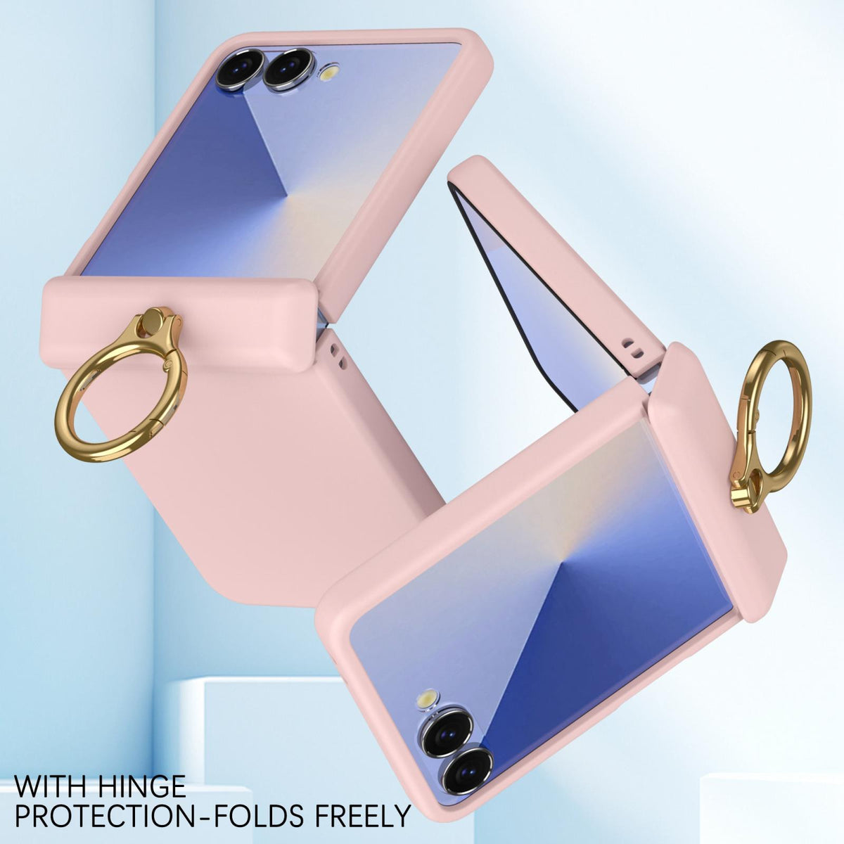 For Galaxy Z Flip8 5G Skin Feel PC Hinge Ring Holder Phone Case - Pink - EDA009928801F
