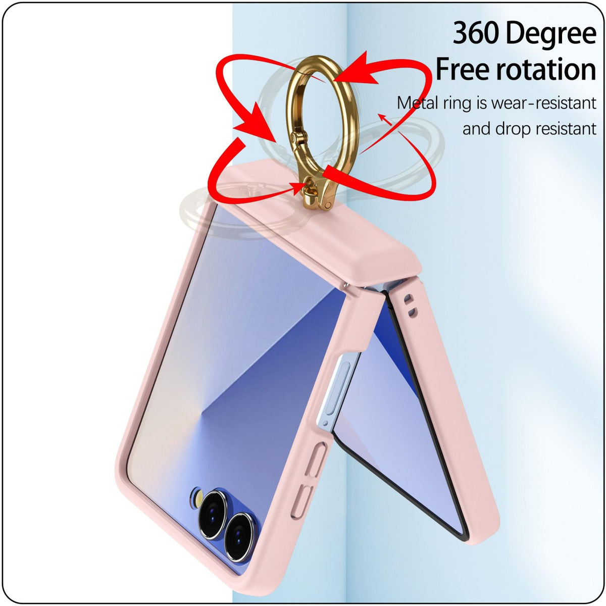 For Galaxy Z Flip8 5G Skin Feel PC Hinge Ring Holder Phone Case - Pink - EDA009928801F