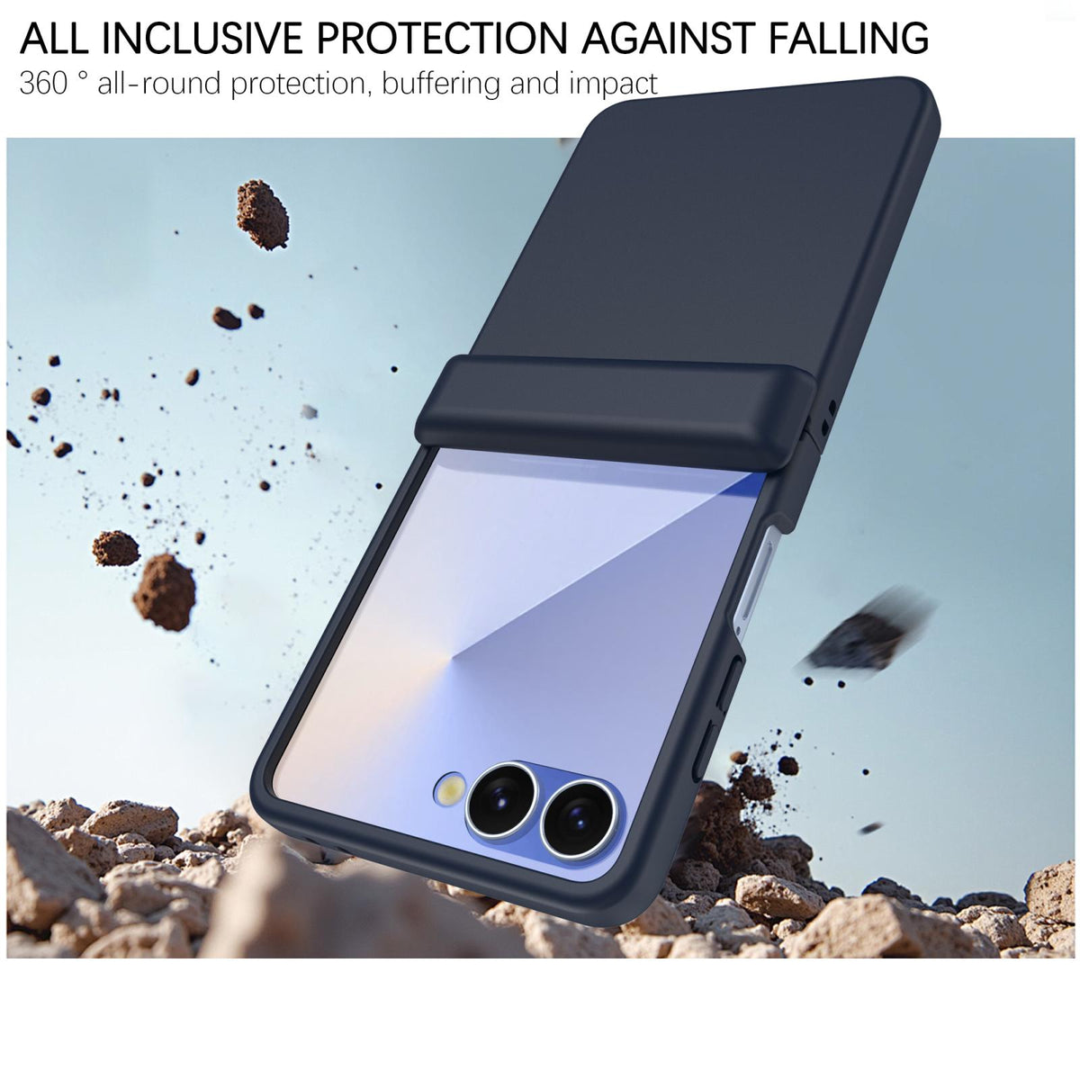 For Galaxy Z Flip7 5G Skin Feel PC Hinge Phone Case - Dark Blue - EDA009928902B