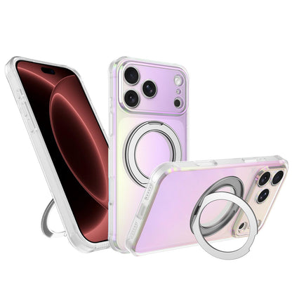 For iPhone 18 Pro Iris Mirror Magnetic Ring Holder Phone Case - White - EDA009929701A