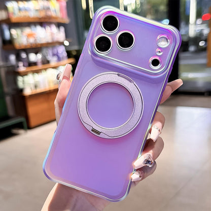 For iPhone 17 Pro Max Iris Mirror Magnetic Ring Holder Phone Case - Purple - EDA009929703B