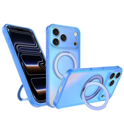 For iPhone 17 Pro Iris Mirror Magnetic Ring Holder Phone Case - Ice Blue - EDA009929704E