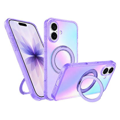 For iPhone 17 Iris Mirror Magnetic Ring Holder Phone Case - Purple - EDA009929705B