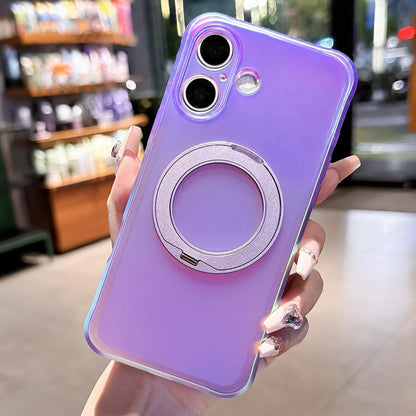 For iPhone 17 Iris Mirror Magnetic Ring Holder Phone Case - Purple - EDA009929705B