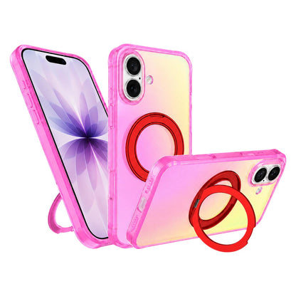 For iPhone 17 Iris Mirror Magnetic Ring Holder Phone Case - Aurora Red - EDA009929705D