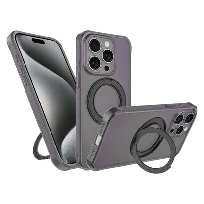 For iPhone 15 Pro Max Iris Mirror Magnetic Ring Holder Phone Case - Black - EDA009929709G