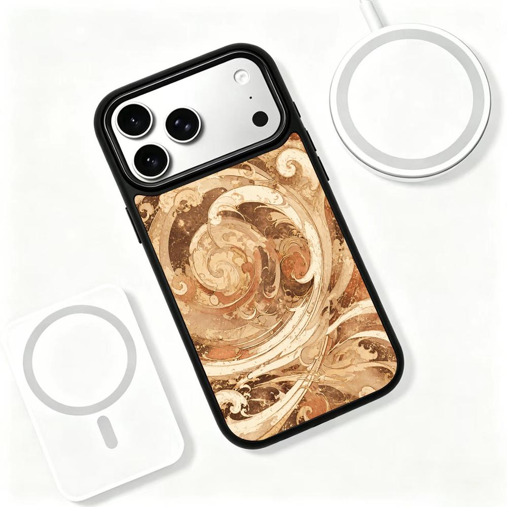 For iPhone 17 Pro Max Earth Series PC Silicone Magnetic Phone Case - Earth Wave Pattern - EDA009929901A