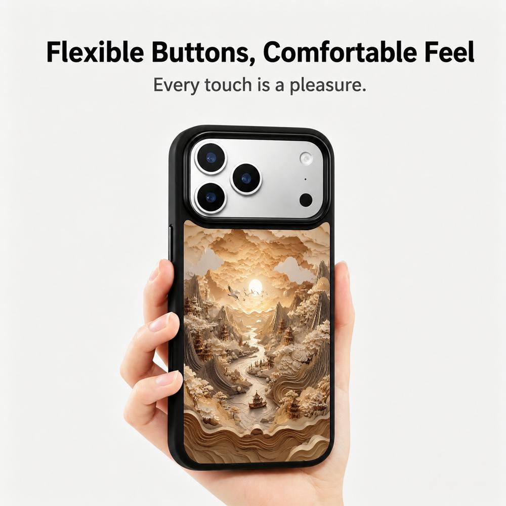 For iPhone 17 Pro Max Earth Series PC Silicone Magnetic Phone Case - Earthy Fairy River - EDA009929901C