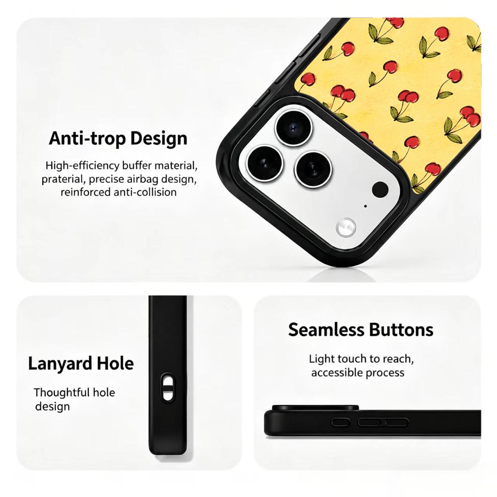 For iPhone 17 Pro Max Earth Series PC Silicone Magnetic Phone Case - Earth Cherry Blossom - EDA009929901E