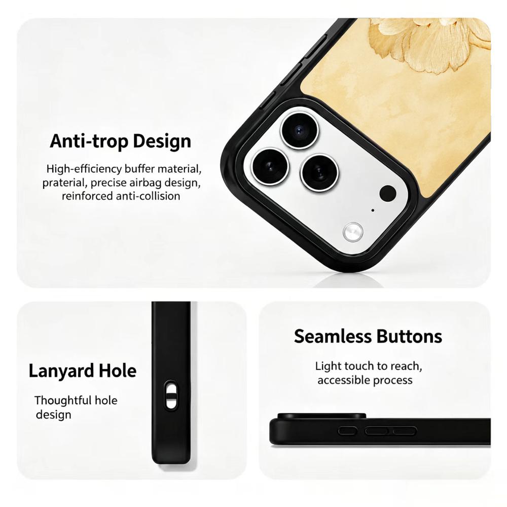 For iPhone 17 Pro Max Earth Series PC Silicone Magnetic Phone Case - Earthy Peony - EDA009929901F