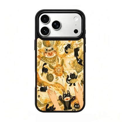 For iPhone 17 Pro Max Earth Series PC Silicone Magnetic Phone Case - Earthy Black Cat - EDA009929901G