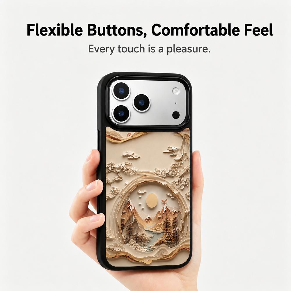 For iPhone 17 Pro Earth Series PC Silicone Magnetic Phone Case - Earthy Mountain Realm - EDA009929902B
