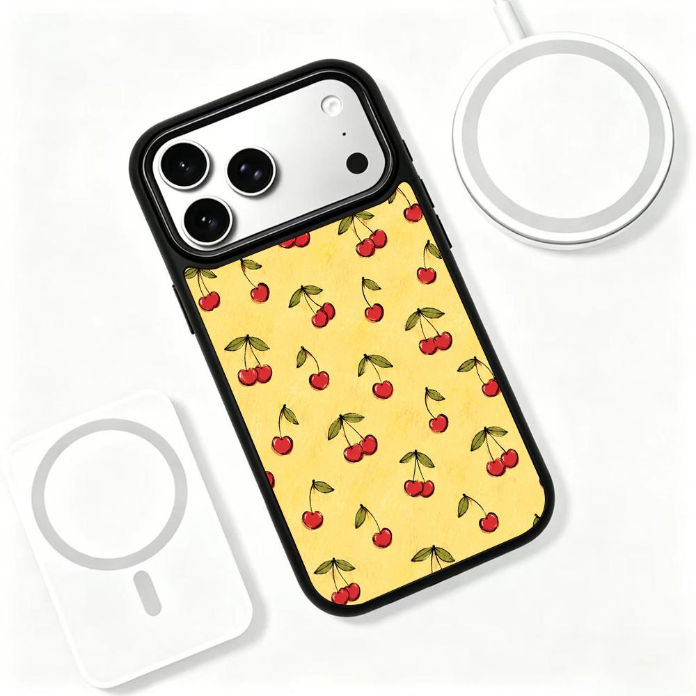 For iPhone 17 Pro Earth Series PC Silicone Magnetic Phone Case - Earth Cherry Blossom - EDA009929902E