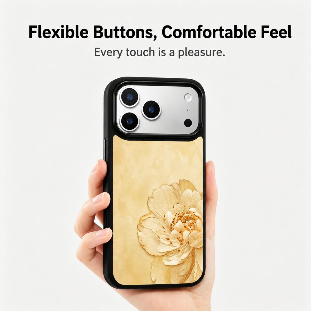 For iPhone 17 Pro Earth Series PC Silicone Magnetic Phone Case - Earthy Peony - EDA009929902F