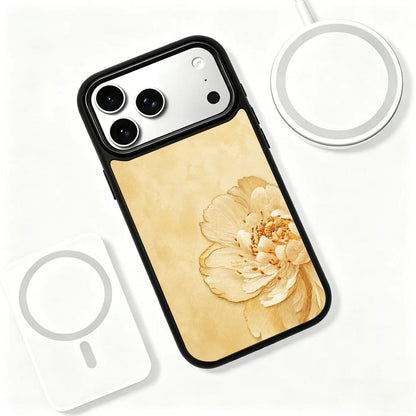 For iPhone 17 Pro Earth Series PC Silicone Magnetic Phone Case - Earthy Peony - EDA009929902F