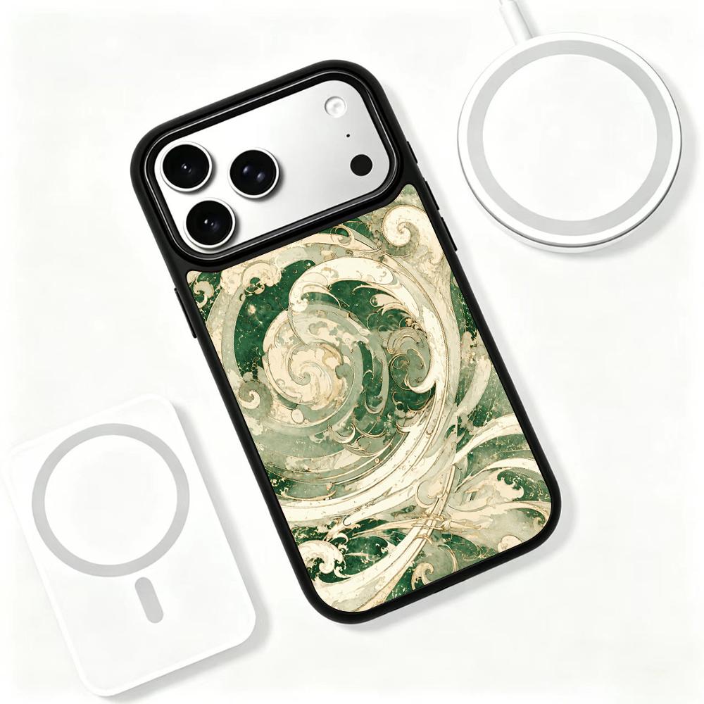 For iPhone 17 Pro Max Wood Series PC Silicone Magnetic Phone Case - Wood Wave Pattern - EDA009930701A