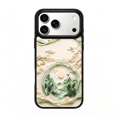 For iPhone 17 Pro Max Wood Series PC Silicone Magnetic Phone Case - Wood Mountain Vista - EDA009930701B