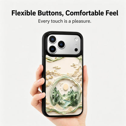 For iPhone 17 Pro Max Wood Series PC Silicone Magnetic Phone Case - Wood Mountain Vista - EDA009930701B