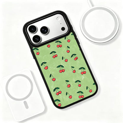 For iPhone 17 Pro Max Wood Series PC Silicone Magnetic Phone Case - Wood Sakura Silk Tulle - EDA009930701E