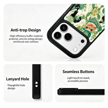 For iPhone 17 Pro Max Wood Series PC Silicone Magnetic Phone Case - Timber Black Cat - EDA009930701G