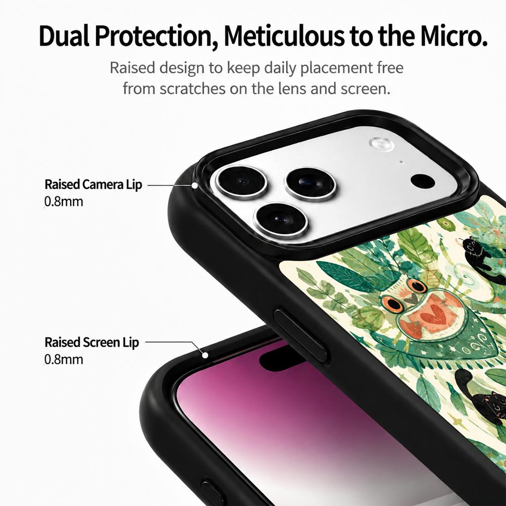 For iPhone 17 Pro Max Wood Series PC Silicone Magnetic Phone Case - Timber Black Cat - EDA009930701G
