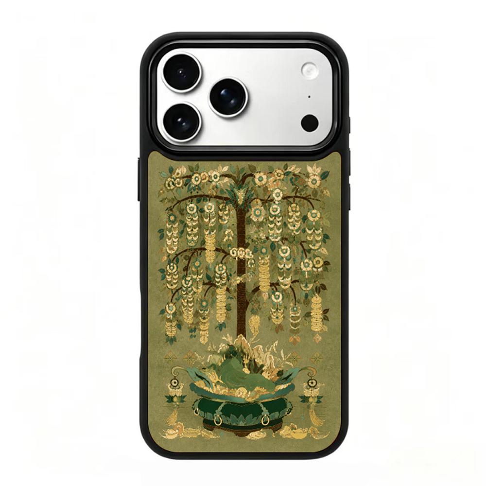 For iPhone 17 Pro Max Wood Series PC Silicone Magnetic Phone Case - Timber Money Tree - EDA009930701H