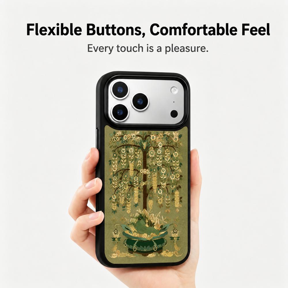 For iPhone 17 Pro Max Wood Series PC Silicone Magnetic Phone Case - Timber Money Tree - EDA009930701H