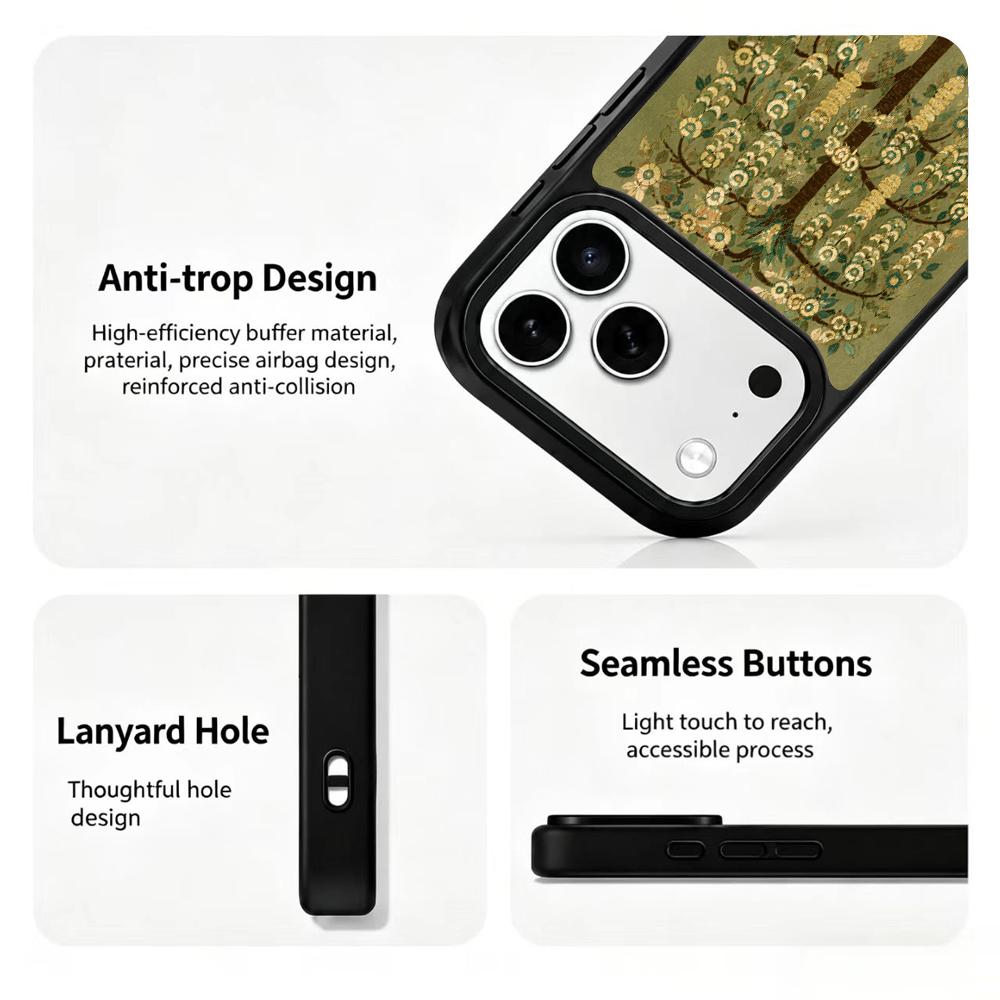 For iPhone 17 Pro Max Wood Series PC Silicone Magnetic Phone Case - Timber Money Tree - EDA009930701H