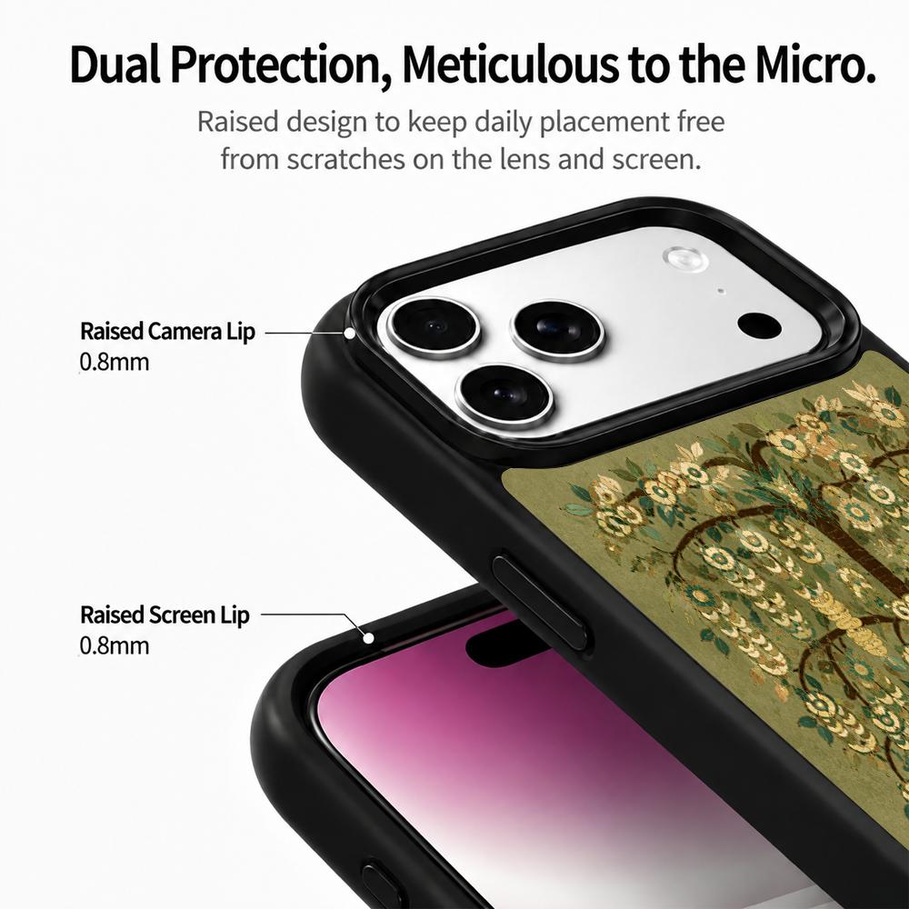 For iPhone 17 Pro Max Wood Series PC Silicone Magnetic Phone Case - Timber Money Tree - EDA009930701H
