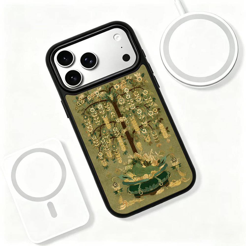 For iPhone 17 Pro Max Wood Series PC Silicone Magnetic Phone Case - Timber Money Tree - EDA009930701H