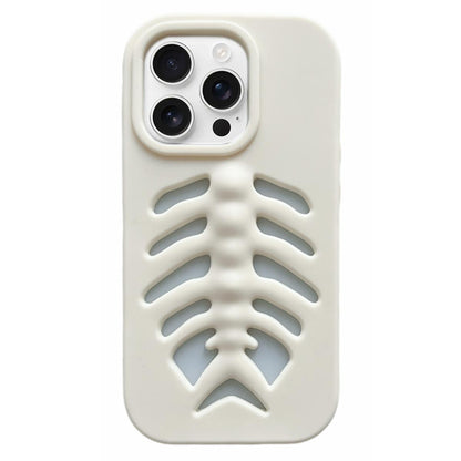 For iPhone 13 Pro Max Fishbone Silicone Phone Case - White - EDA009930804A