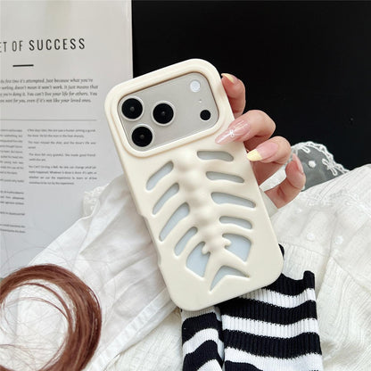 For iPhone 15 Fishbone Silicone Phone Case - White - EDA009930809A