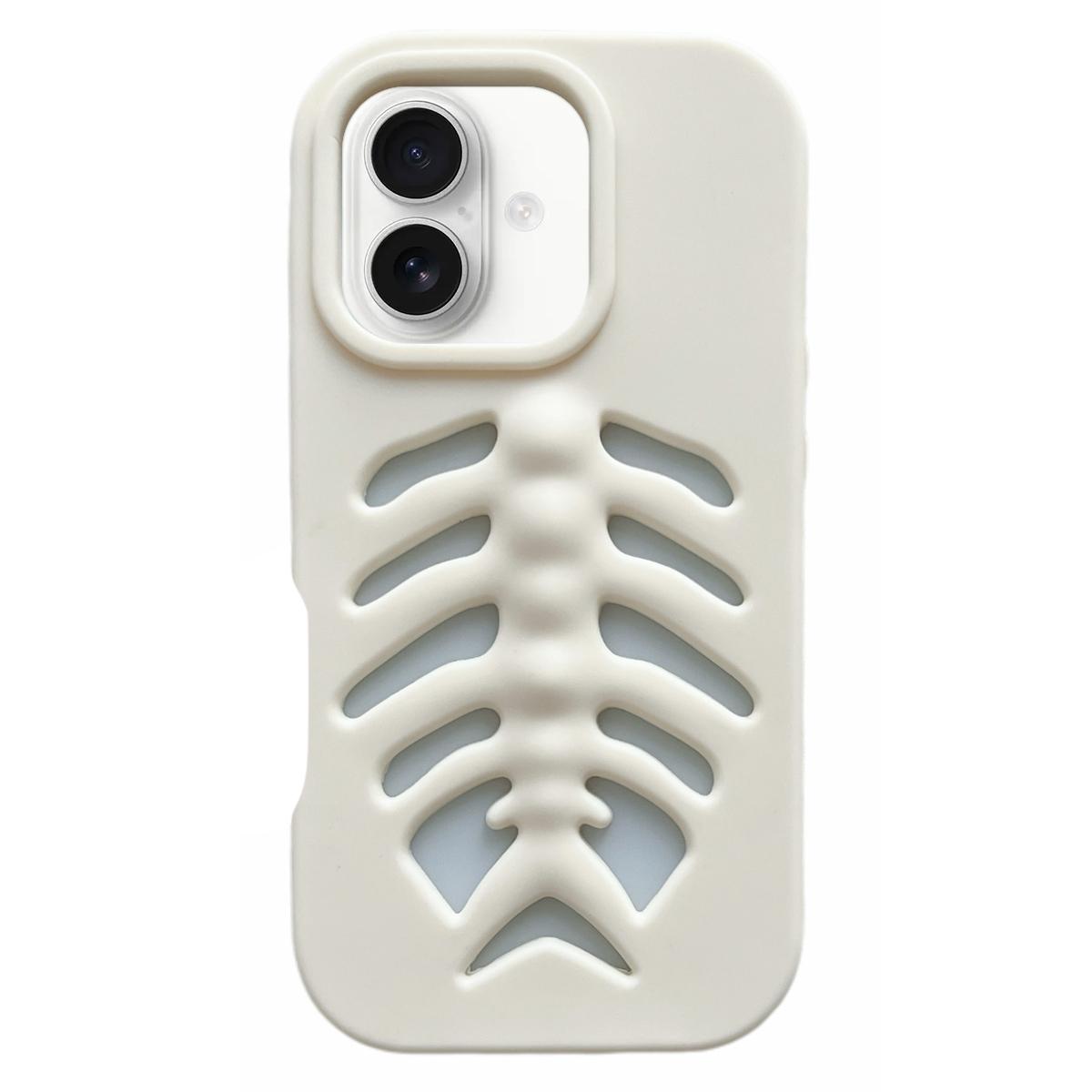 For iPhone 17 Fishbone Silicone Phone Case - White - EDA009930817A