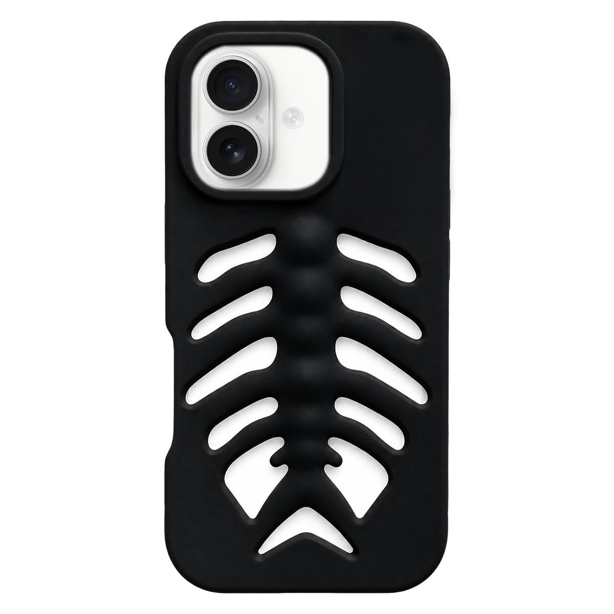 For iPhone 17 Fishbone Silicone Phone Case - Black - EDA009930817B