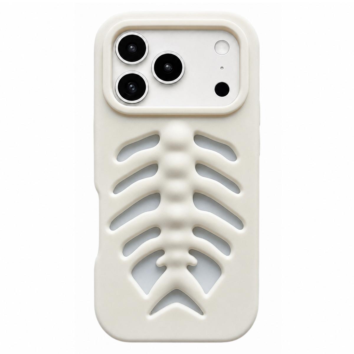For iPhone 18 Pro / 17 Pro Fishbone Silicone Phone Case - White - EDA009930818A