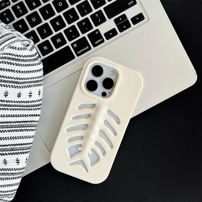 For iPhone 18 Pro / 17 Pro Fishbone Silicone Phone Case - White - EDA009930818A