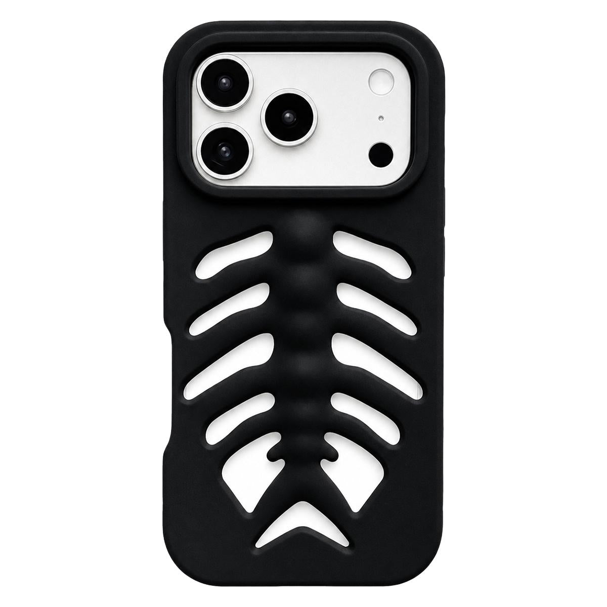 For iPhone 18 Pro / 17 Pro Fishbone Silicone Phone Case - Black - EDA009930818B