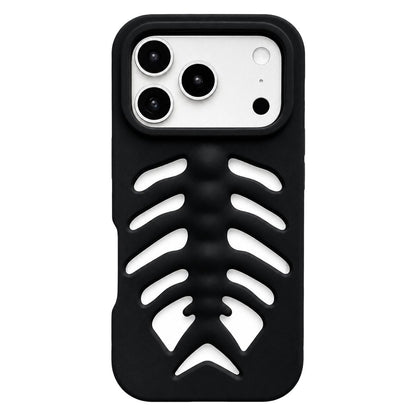 For iPhone 18 Pro Max / 17 Pro Max Fishbone Silicone Phone Case - Black - EDA009930819B