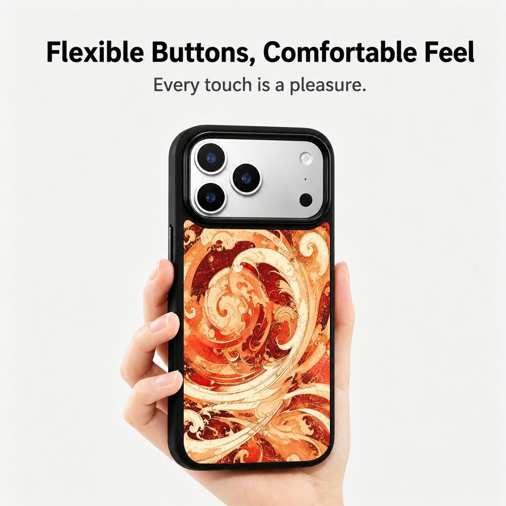 For iPhone 17 Pro Max Fire Series PC Silicone Magnetic Phone Case - Fire Wave Pattern - EDA009931201A