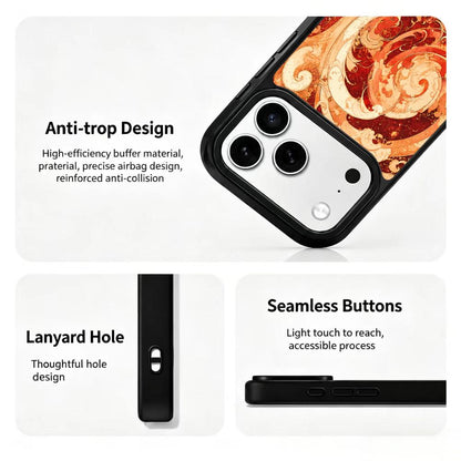 For iPhone 17 Pro Max Fire Series PC Silicone Magnetic Phone Case - Fire Wave Pattern - EDA009931201A