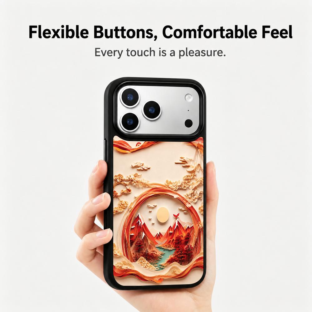 For iPhone 17 Pro Max Fire Series PC Silicone Magnetic Phone Case - Volcanic Mountain Realm - EDA009931201B
