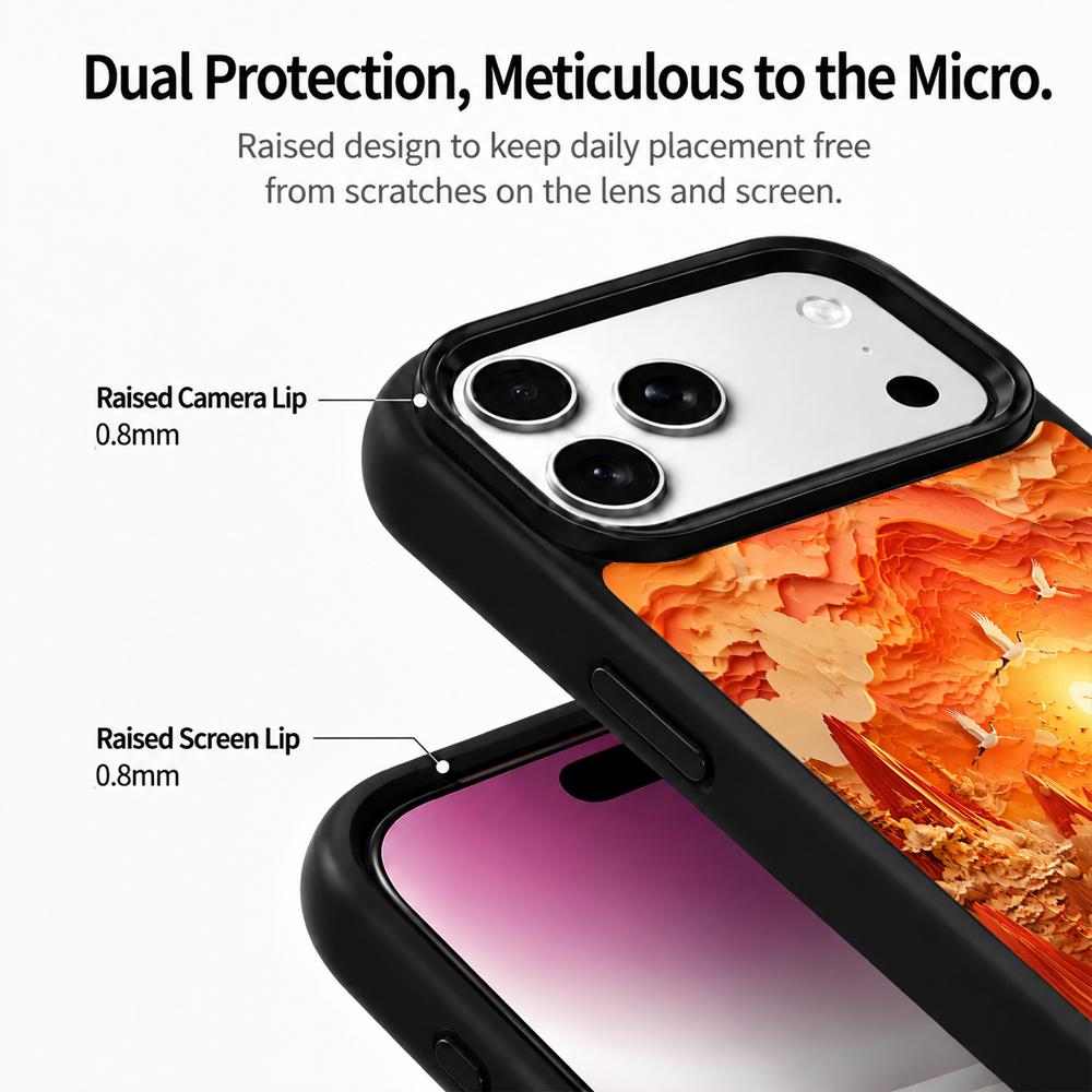 For iPhone 17 Pro Max Fire Series PC Silicone Magnetic Phone Case - Fiery Celestial Stream - EDA009931201C