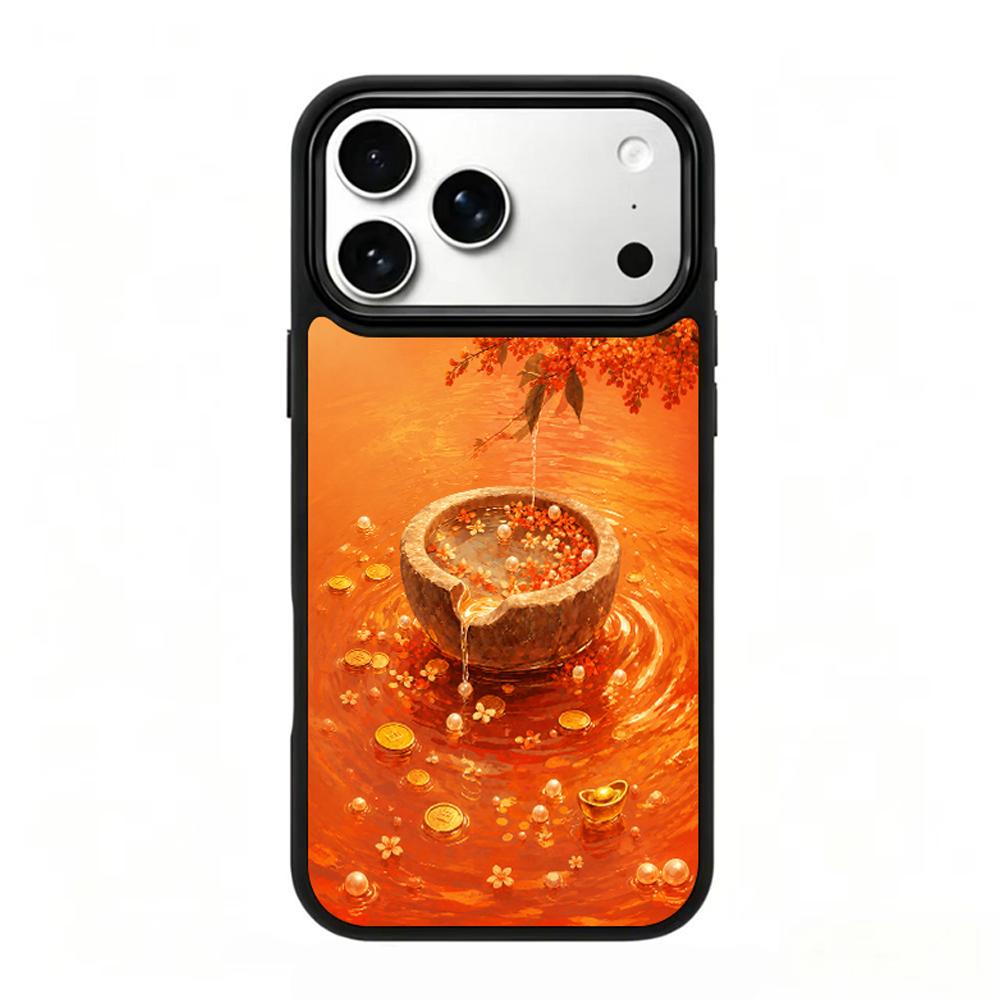 For iPhone 17 Pro Max Fire Series PC Silicone Magnetic Phone Case - Fiery Treasure Hoard - EDA009931201D