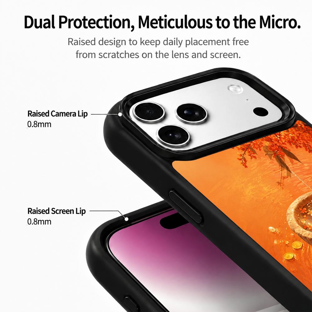 For iPhone 17 Pro Max Fire Series PC Silicone Magnetic Phone Case - Fiery Treasure Hoard - EDA009931201D