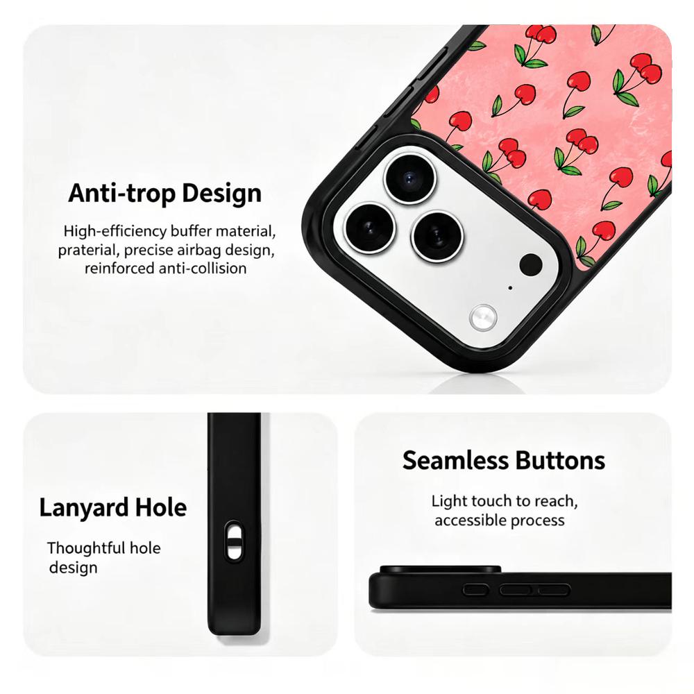 For iPhone 17 Pro Max Fire Series PC Silicone Magnetic Phone Case - Fire Cherry Blossom - EDA009931201E