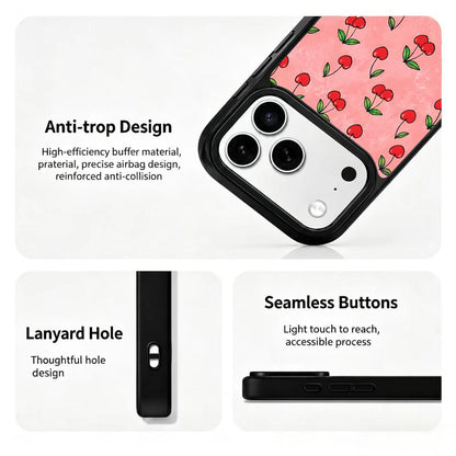 For iPhone 17 Pro Max Fire Series PC Silicone Magnetic Phone Case - Fire Cherry Blossom - EDA009931201E