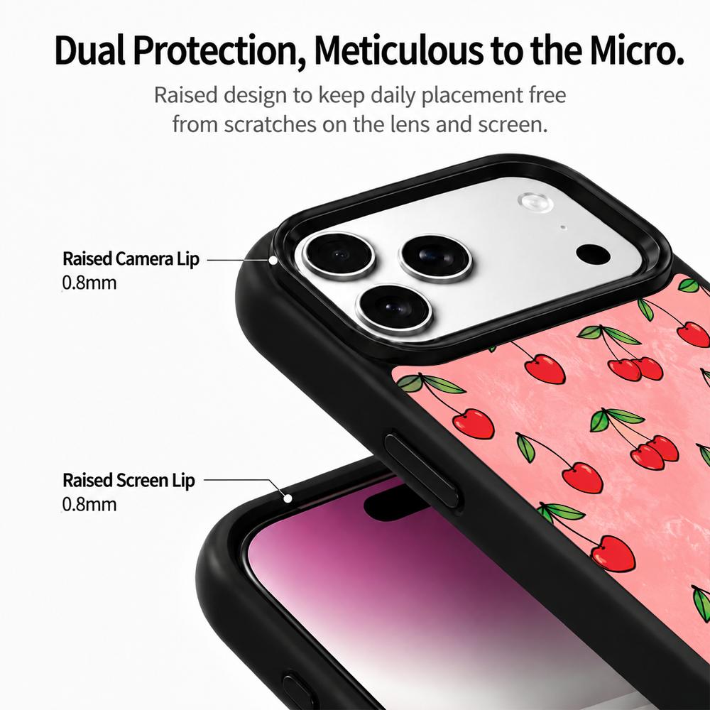 For iPhone 17 Pro Max Fire Series PC Silicone Magnetic Phone Case - Fire Cherry Blossom - EDA009931201E
