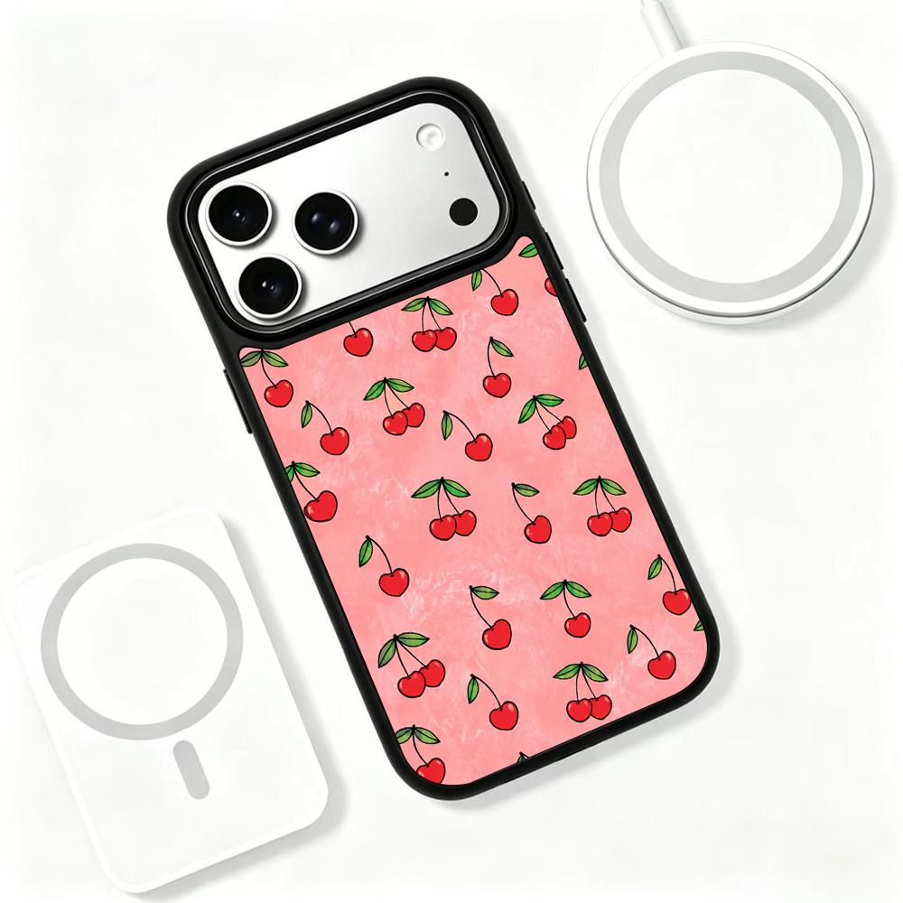 For iPhone 17 Pro Max Fire Series PC Silicone Magnetic Phone Case - Fire Cherry Blossom - EDA009931201E